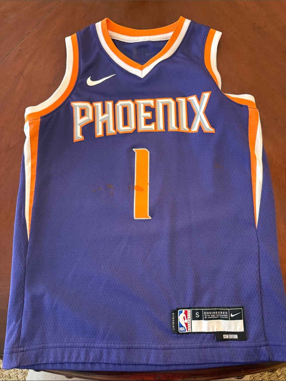 Nike Purple and Orange Phoenix #1  Booker Basketball Jersey